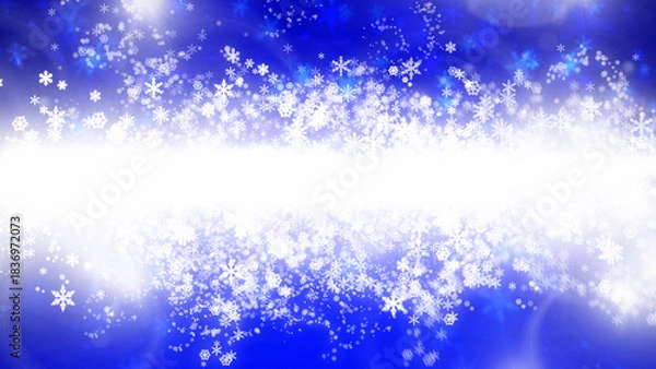 Fototapeta 雪の降っている風景_Blue_コピースペース