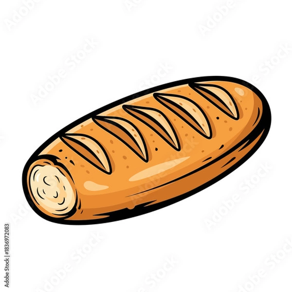 Fototapeta Delicious freshly baked baguette with golden crust and crispy scoring perfect