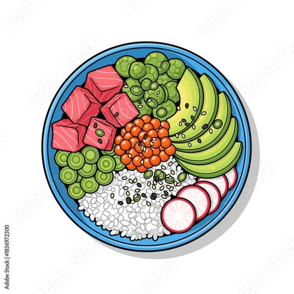 Fototapeta Vibrant and Fresh Assorted Fruit and Vegetable Salad Bowl with Colorful