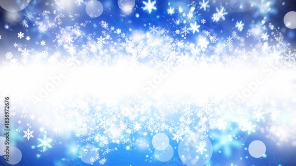 Fototapeta 冬_クリスマス_雪景色_BLUE_イメージ背景_コピースペース