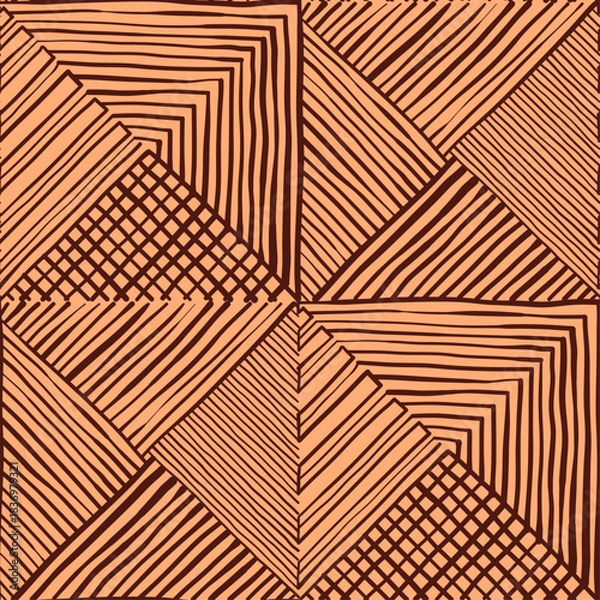 Fototapeta Line Doodle Seamless Pattern 86 - Patchwork Chevron