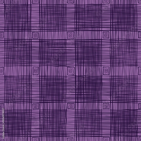 Fototapeta Line Doodle Seamless Pattern 85 - Microcheck Texture