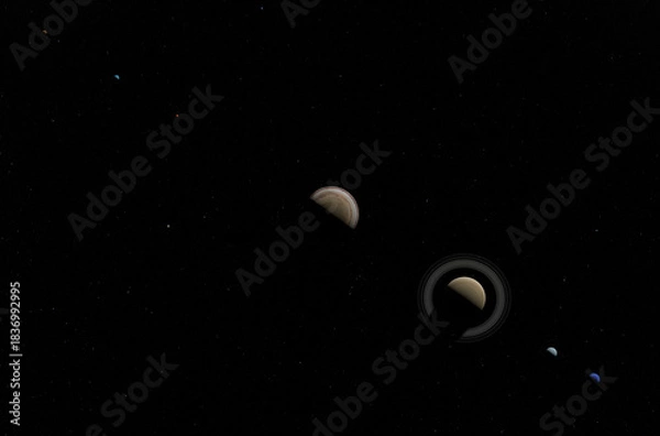 Obraz Solar system's planets - top view 3d illustration