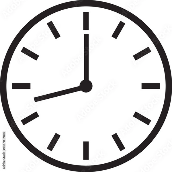 Fototapeta line art clock icon vector