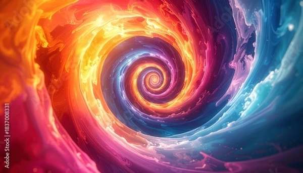 Fototapeta Abstract swirling vortex of vibrant colors, warm hues on one side blending into cool tones on the other