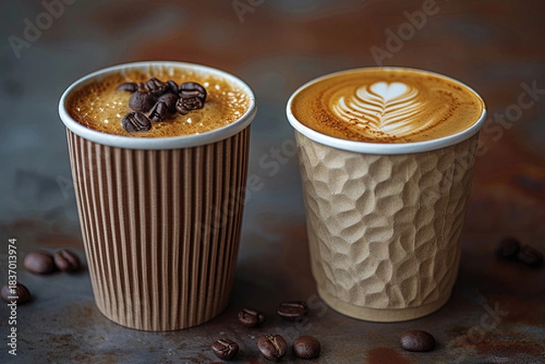 Obraz Coffee Cups With Latte Art