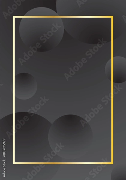 Fototapeta Black gradient background with abstract circle pattern with gold frame