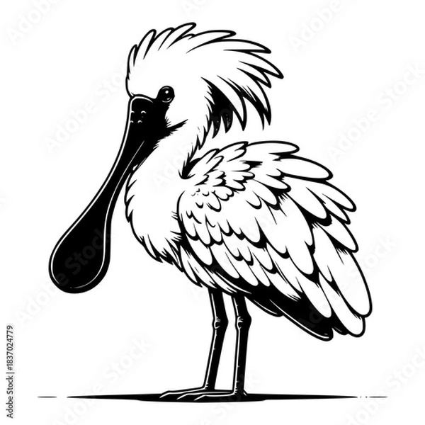 Fototapeta stylized digital artwork of a spoonbill bird vector image illustration