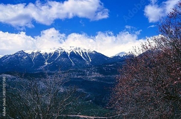 Obraz Mount Parnassus (Parnassos) is a mountain range of Central Greece