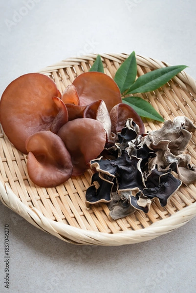 Obraz きくらげ　生キクラゲと乾燥キクラゲ