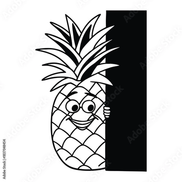 Obraz Funny pineapple peeking silhouette