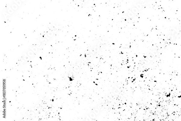 Obraz Macro halftone print showing scattered black speckles and faint diagonal shading on a transparent background. Irregular, high-contrast grain texture.