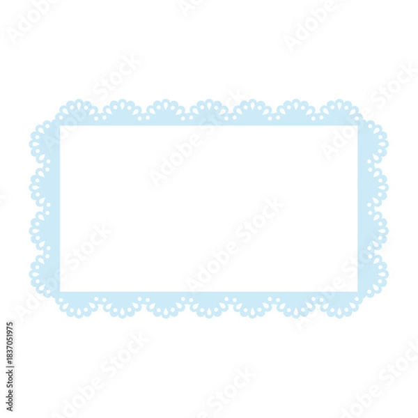 Fototapeta Simple blue lace frame, rectangle tag, label