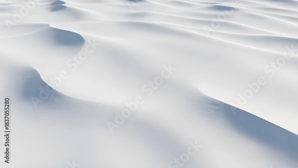 Fototapeta Snow-covered sand dunes ripple in soft light—merging desert stillness with winter purity in surreal harmony.