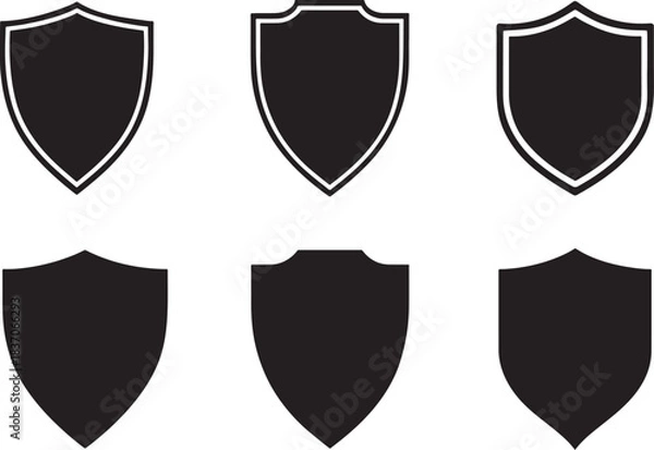 Fototapeta Silhouette shield icon set featuring security, guard, and protection themed shapes.