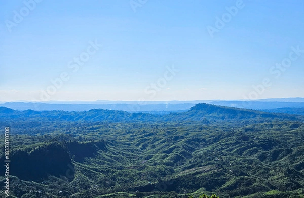 Obraz Extensive Green Mountain Range with Light Blue Sky Landscape
