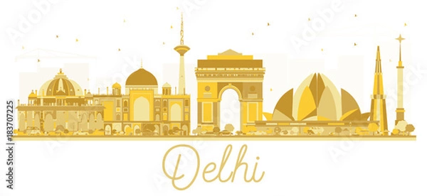 Obraz Delhi India City skyline złota sylwetka.