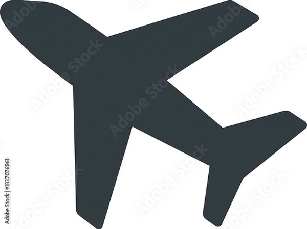 Fototapeta An abstract dark silhouette of an airplane against a white background, perfect for representing travel and aviation concepts