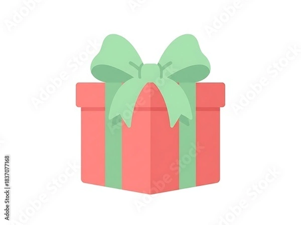 Fototapeta Vibrant red gift box tied with a cheerful green bow, symbolizing joy, celebration, and the spirit of giving a special surprise to loved ones during holidays or happy occasions