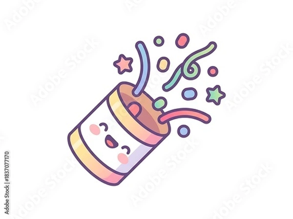 Fototapeta Whimsical Cartoon Confetti Popper Illustration Bursting with Joyful Celebration and Colorful Streamers, a Delightful Graphic for Festive Occasions