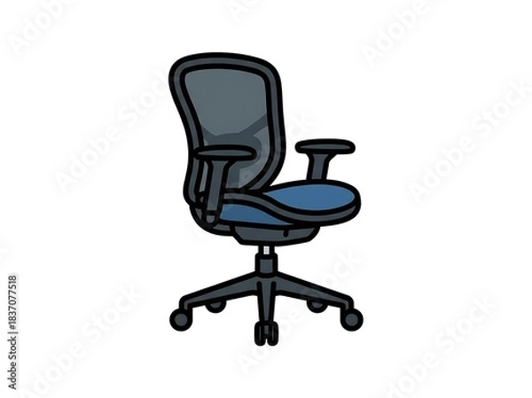 Fototapeta Vibrant illustration of a comfortable ergonomic office chair, designed for a modern workspace, promoting productivity and a healthy work environment