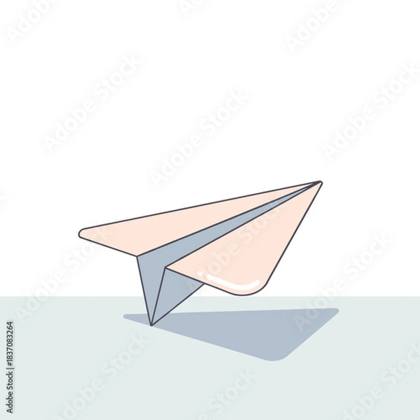 Fototapeta Paper airplane on light background in minimalist style   