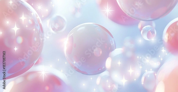 Obraz パステル球のビジネス背景イラスト　AI生成画像