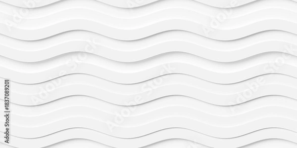 Fototapeta Randomly offset horizontal white curved lines or boxes geometry background wallpaper banner, flat lay top view from above