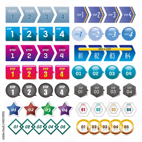 Fototapeta ステップ アイコンセット1