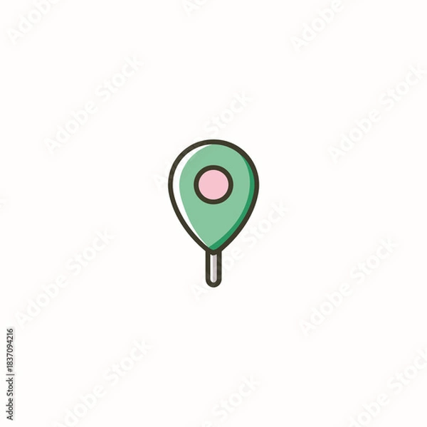 Fototapeta A minimalist pushpin icon used as a bookmarking symbol