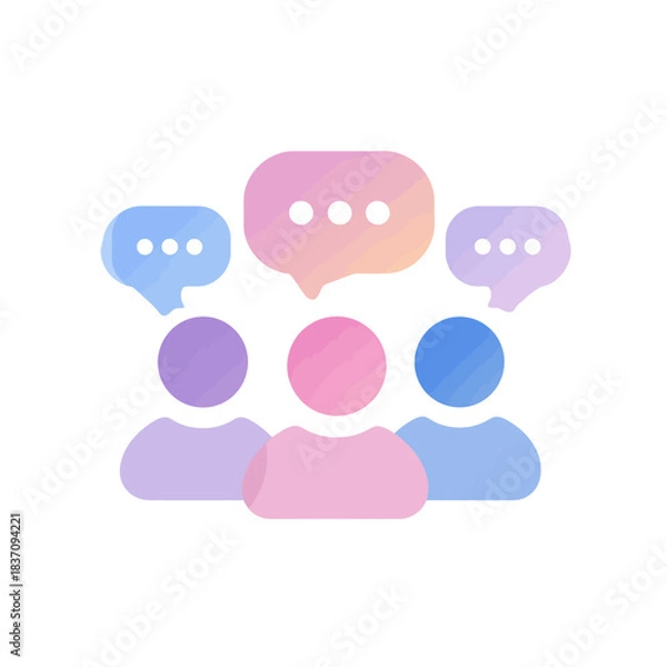 Fototapeta A minimalist icon for a group chat with three user profiles