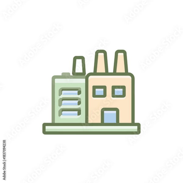 Fototapeta A minimalist vector icon of an industrial factory building