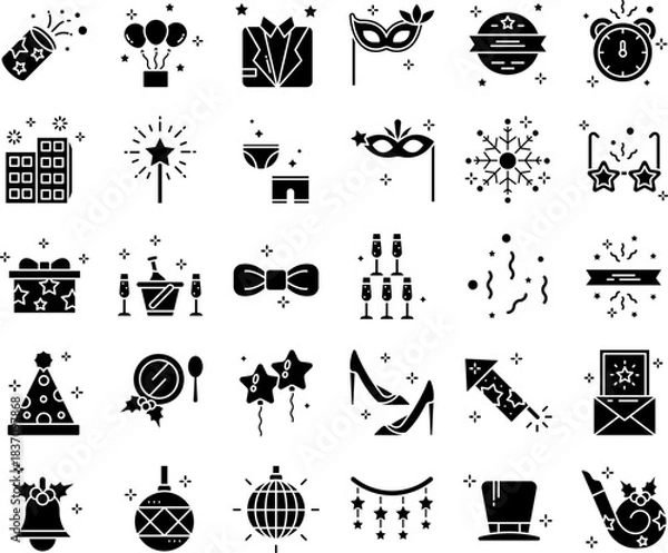 Obraz New Year Celebration Icon Set