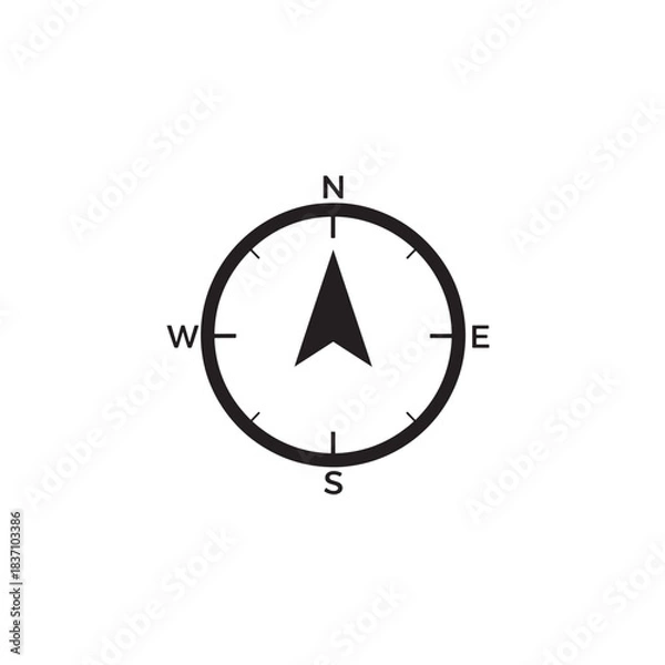 Obraz Direction compass icon navigation needle silhouette