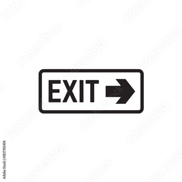 Obraz Exit sign right arrow silhouette icon