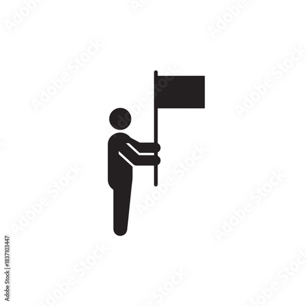 Obraz Person holding flag silhouette icon