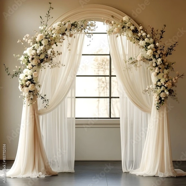 Obraz Background wedding with flowers generative Ai