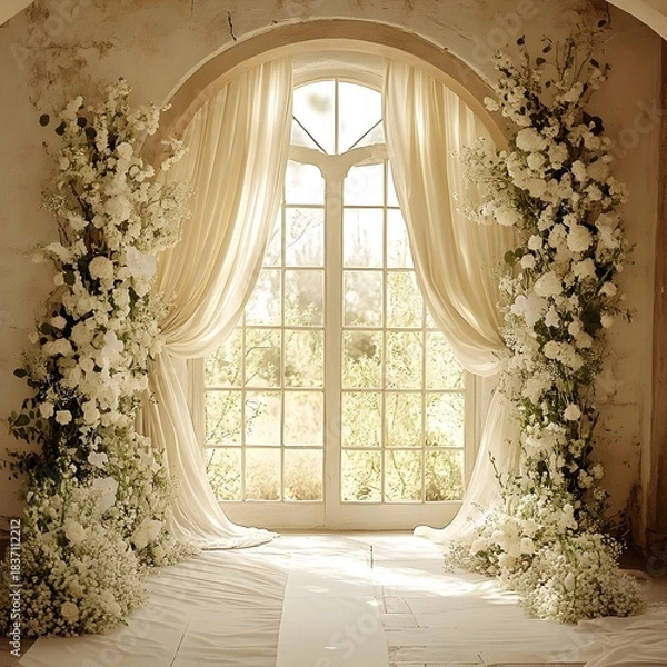 Obraz Background wedding with flowers generative Ai