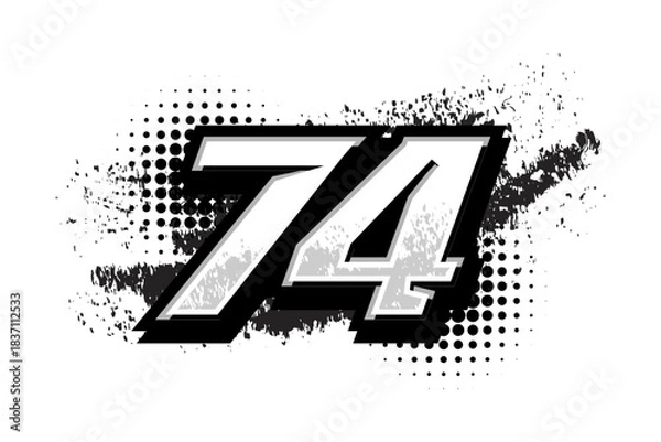Fototapeta Racing Number 74 Design in black color combinations Vector Template EPS 10