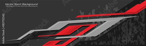 Fototapeta Abstract background for racing Sport Car Wrap design and vehicle livery in red color combinations EPS 10