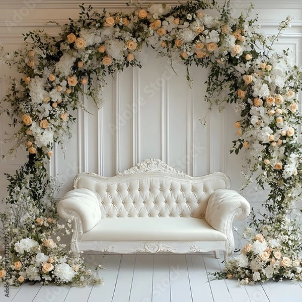 Obraz Background wedding with flowers generative Ai