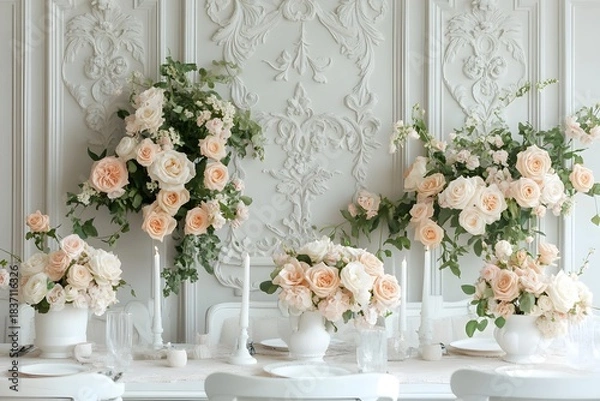 Obraz Background wedding with flowers generative Ai