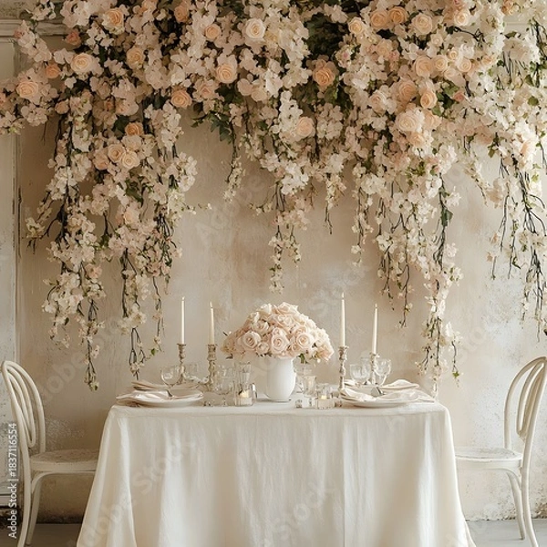 Obraz Background wedding with flowers generative Ai