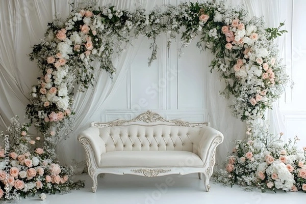 Obraz Background wedding with flowers generative Ai