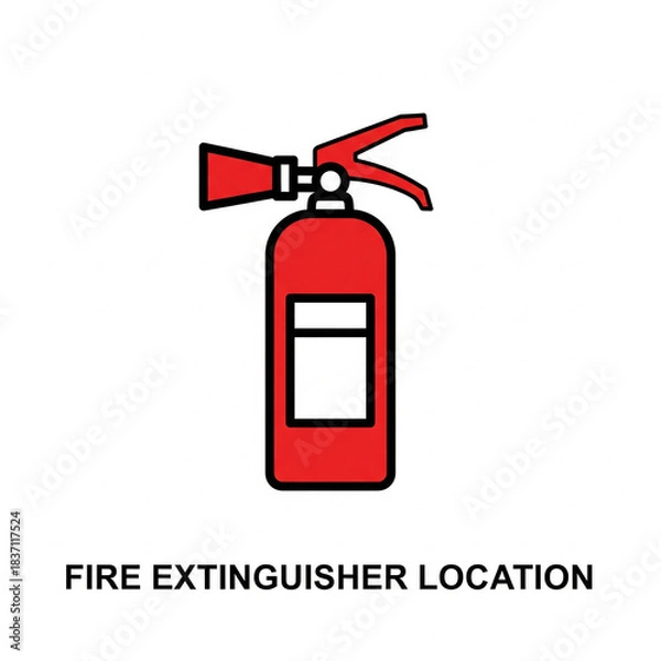 Obraz Red Fire Extinguisher Symbol for Fire Safety and Emergency Preparedness Signage