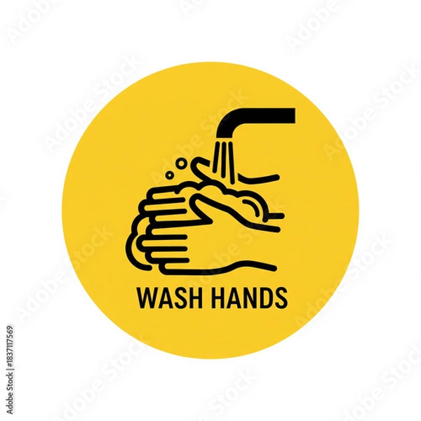 Obraz Hygiene Icon Hand Washing Signage to Promote Cleanliness and Prevent Germ Spread