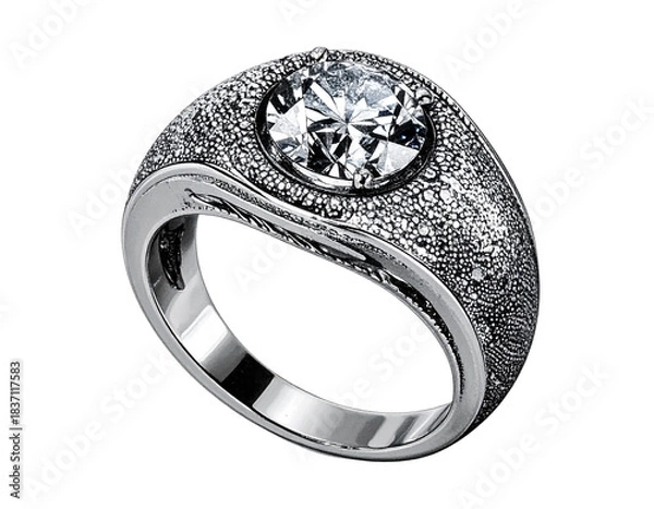 Fototapeta  Pointillism-Style Engagement Ring With Floating Gem Highlight, Artistic Angled Perspective, Isolated