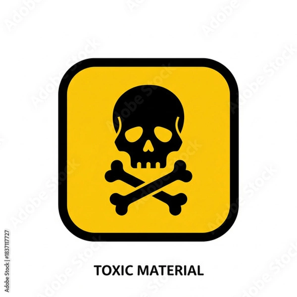 Obraz Classic warning sign with a black skull and crossbones on yellow, universally indicating highly toxic, poisonous, or hazardous materials requiring extreme caution