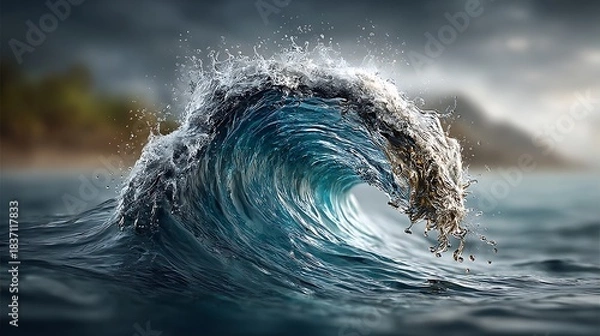 Fototapeta Ripple effect in calm water shaped like an eye, symbolizing calm observation and reflection.