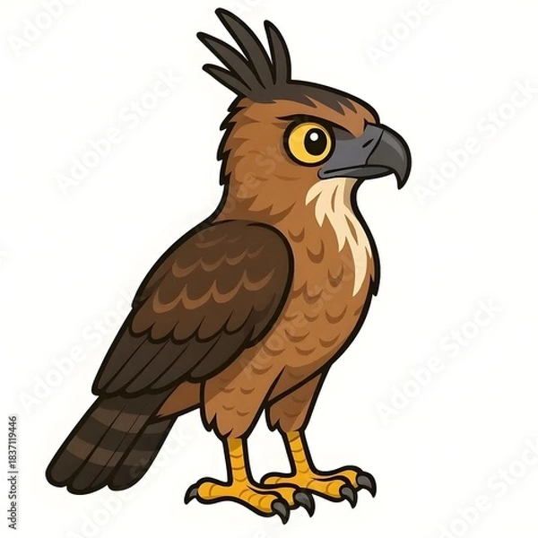 Obraz 자바뿔매, 우측면, 애니메이션 아트, jpeg (Javan Hawk-eagle, right side view, animation art, jpeg)